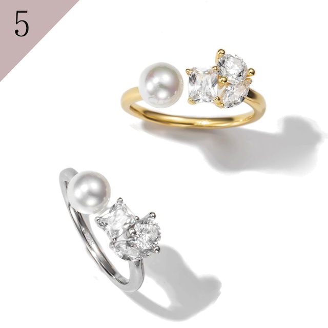 [18KGP] pearl cubic リング