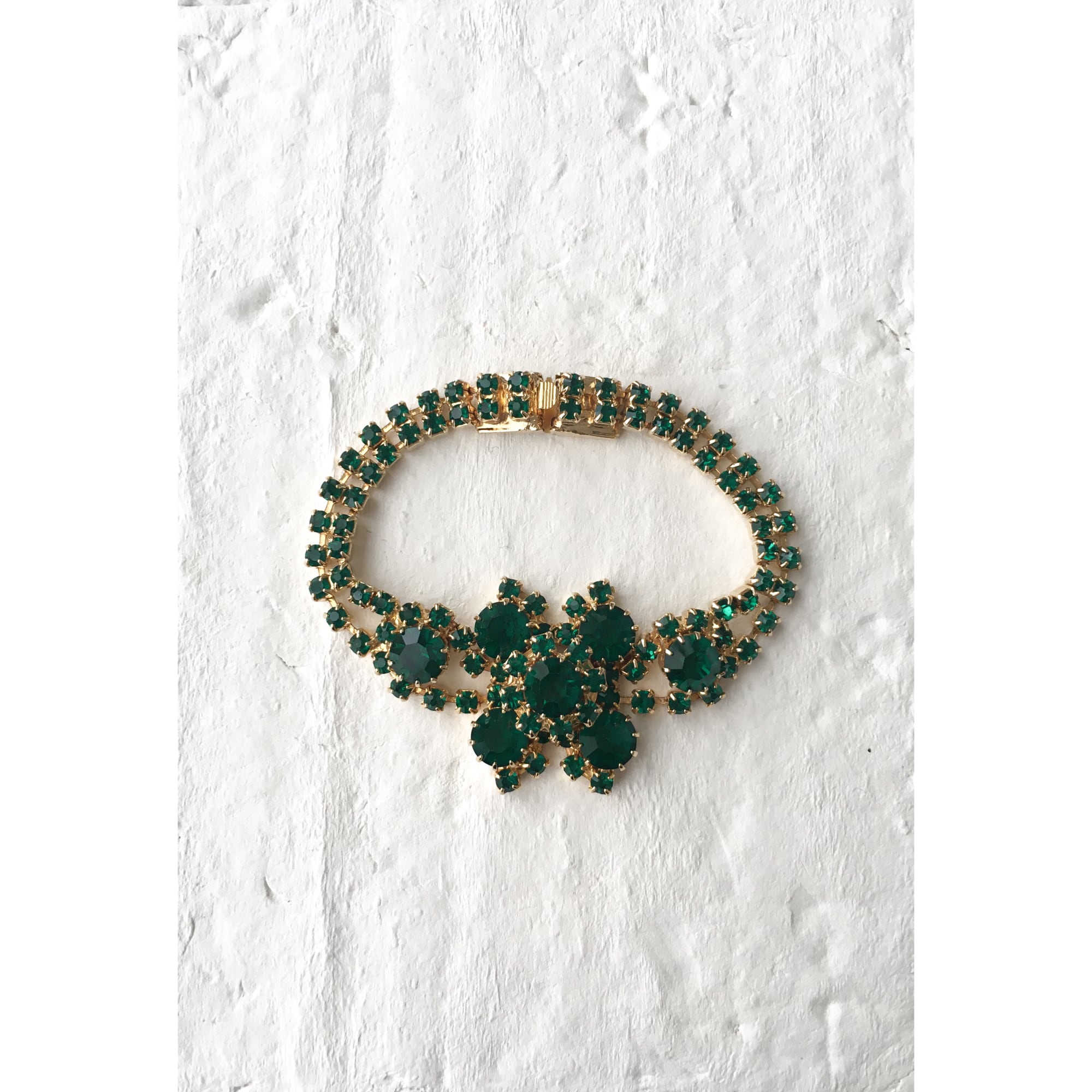 Vintage 60's FRANCE green bijou gold bracelet フランス ヴィンテージ グリーン ビジュー ゴールド  ブレスレット POOL VINTAGE