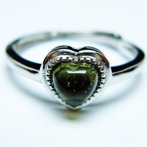 モルダバイト リング 指輪 ハート 12号 フリーサイズ 一点物 メール便可 [M便 1/20] 199-433