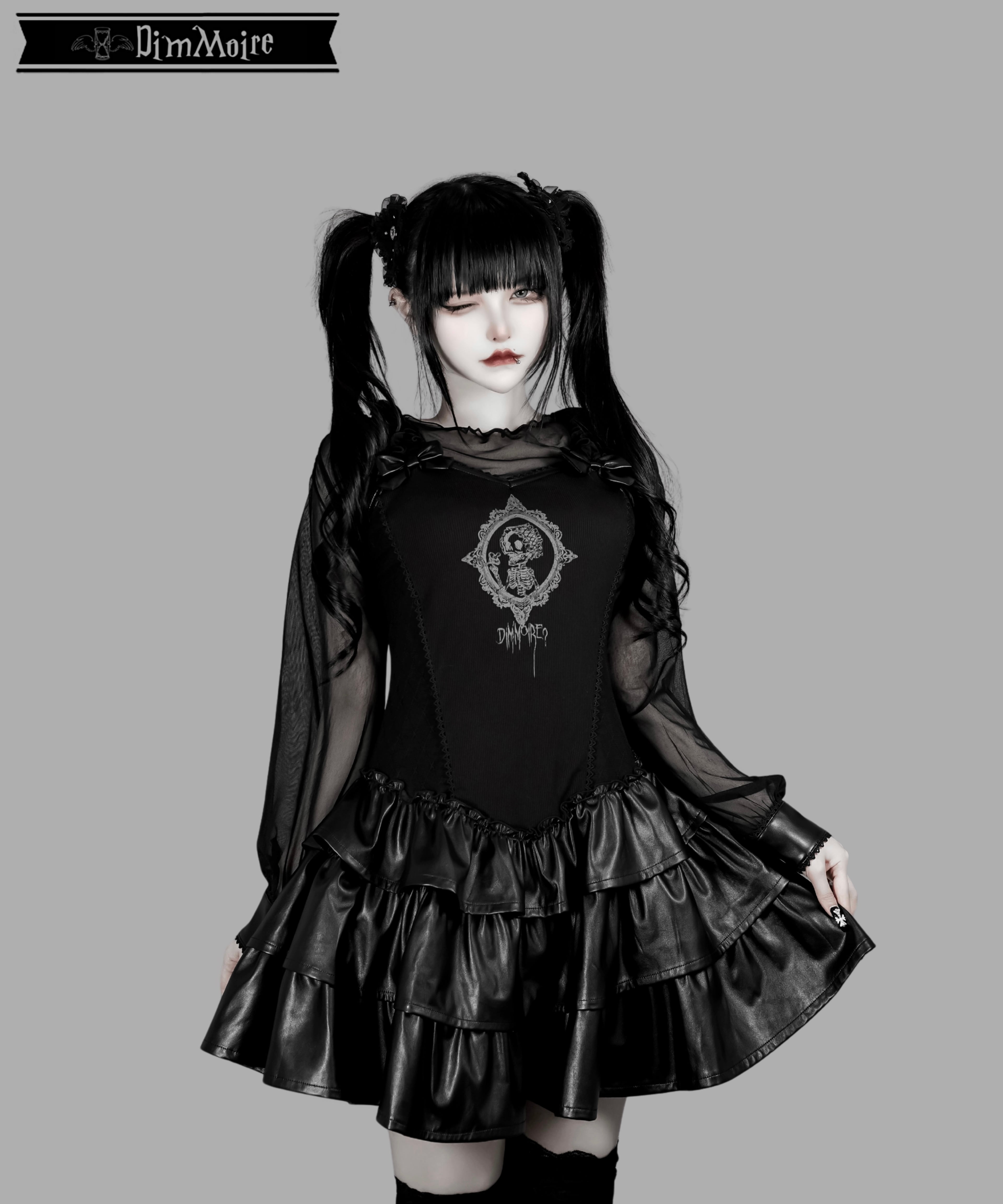 Baby Skull Layered Dress【Black】 | DimMoire