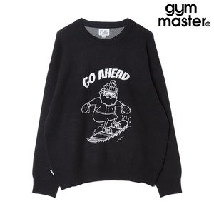 gym master ジムマスター ジャガードニット GO AHEAD クルーネック メンズ レディース ゆったり LOVE＆PEACE G821765 ブラック