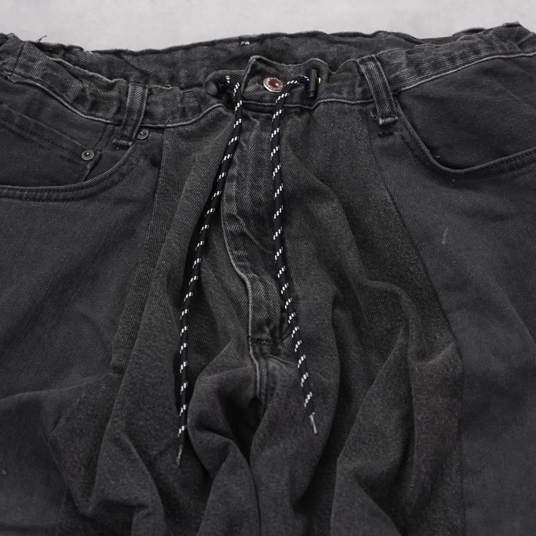 リメイクデニム 再構築 ブラック 黒 リメイクパンツ ドッキング パッチ 