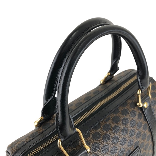 CELINE セリーヌ マカダム ショルダーバッグ ブラック ブラゾン型押し PVC/レザー ミニボストン vintage ヴィンテージ オールド u3fgiw