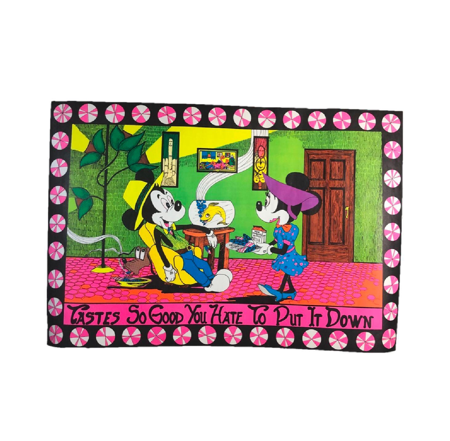 Disney 1960s ミッキー ブラックライトポスター パロディ コレクティブル Dust Magnet Club ヴィンテージ古着 トレンド古着 アメカジ 90s コレクティブル