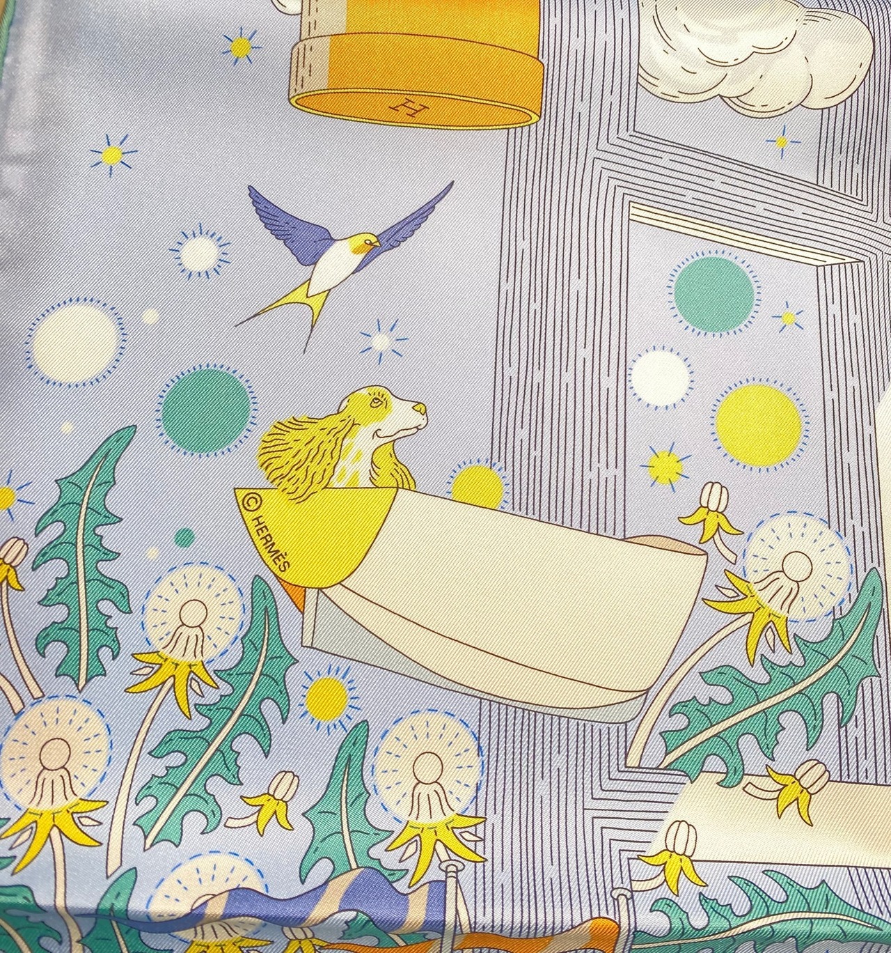 HERMES エルメス スカーフ カレ90 《エスプリの旅立ち》004300S ブルー・シエル