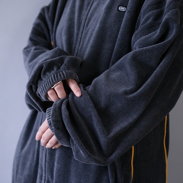 gray × yellow good coloring over silhouette velours track jacket