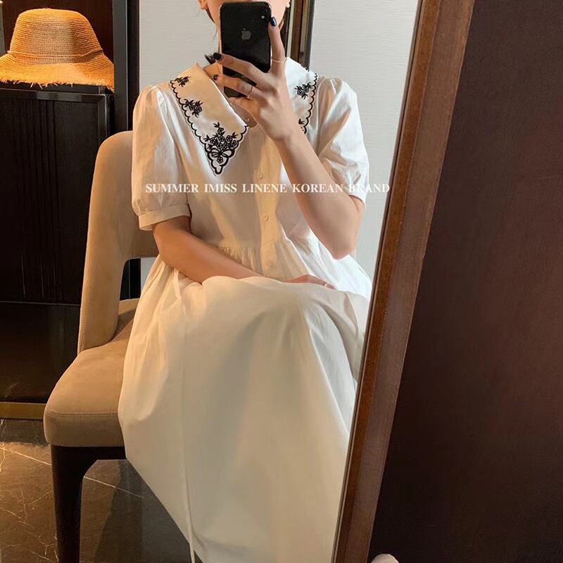 スタイルカラーレースドレス サマーAラインハイウェストウェストスリムロングスカート 夏物 ビッグFスモールZ韓国21258057469