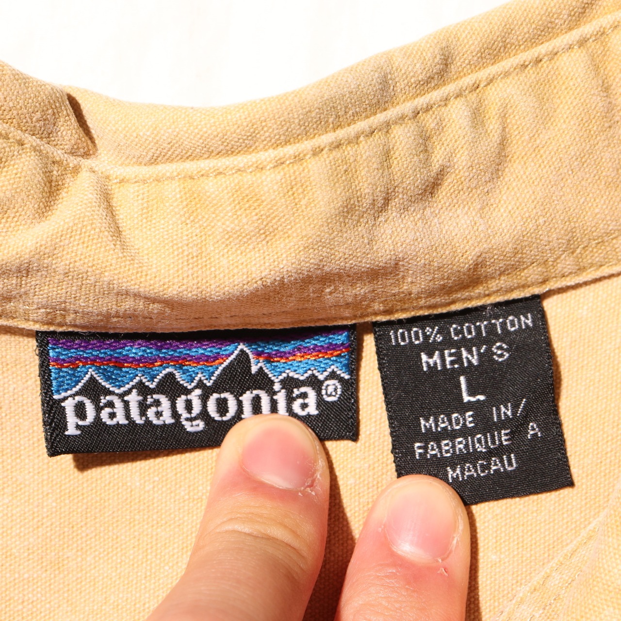 美品 L 92年 Patagonia マカオ製 Original Canvas Shirt オリジナル・キャンバス・シャツ 長袖 パタゴニア