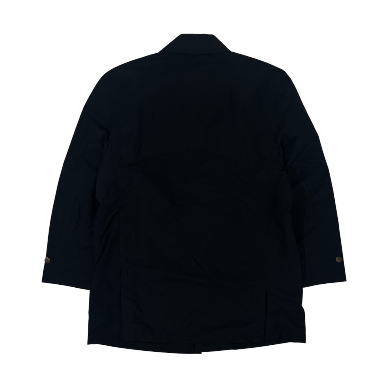 VAN JAC ヴァンヂャケット 裏ブラックウォッチ ステンカラーコート L/ネイビー/薄手