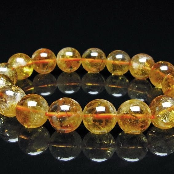 シトリン ブレスレット 虹入り 12mm シトリンクォーツ ブレス メール便可 一点物 111-50492