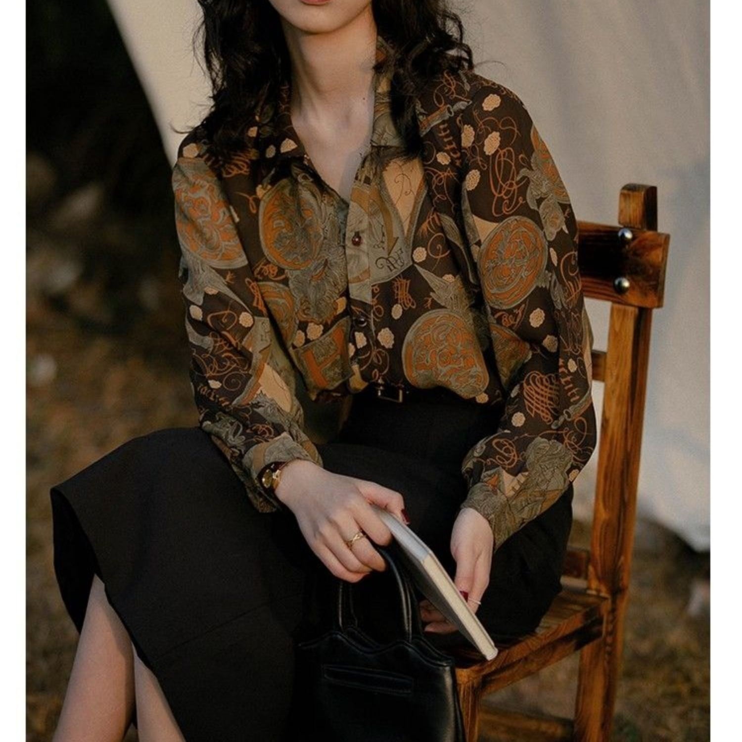 Retro Printed Shirt*S-875