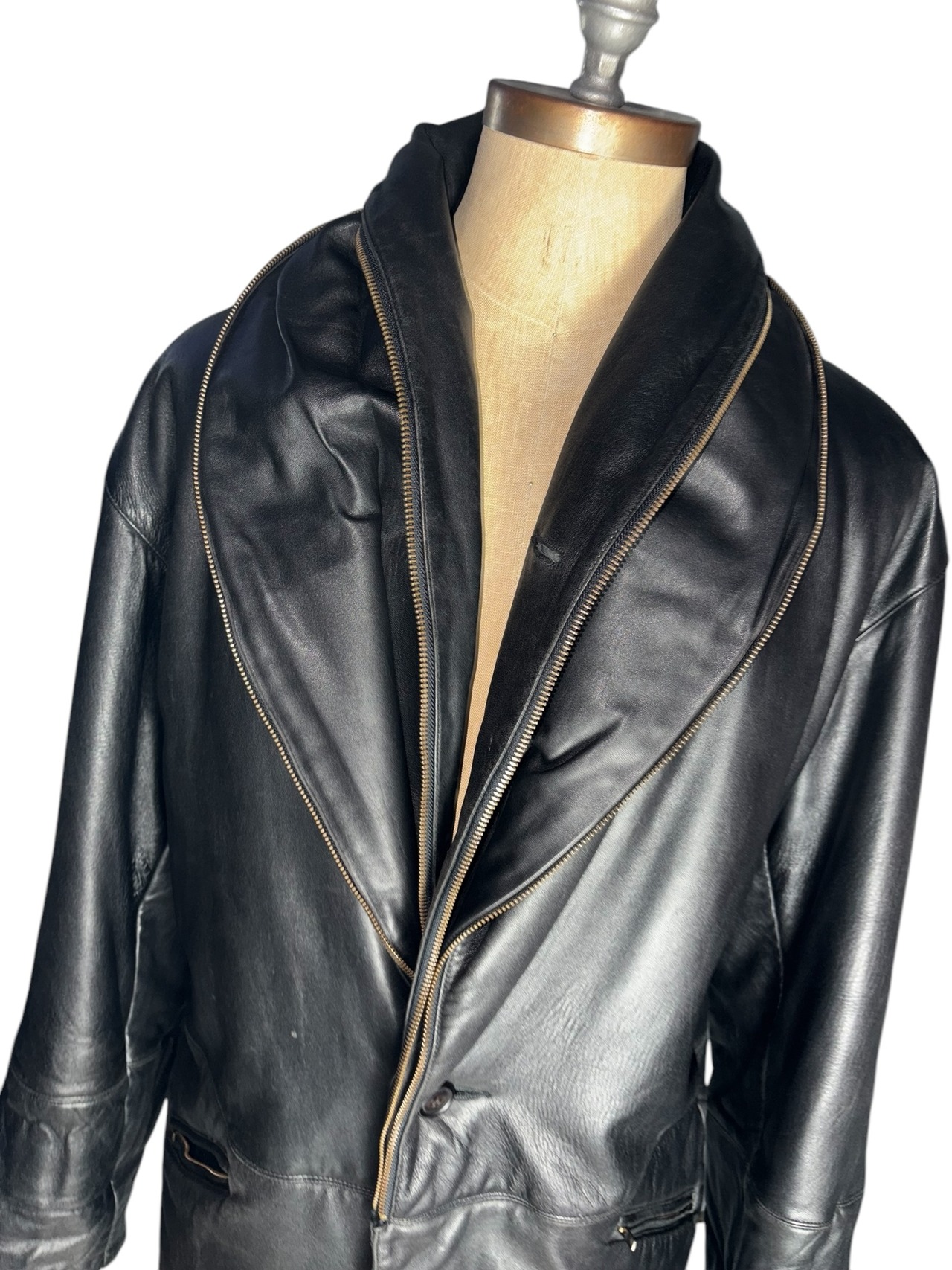 archive 1990’s ISSEY MIYAKE MEN zip design shawl collar leather coat