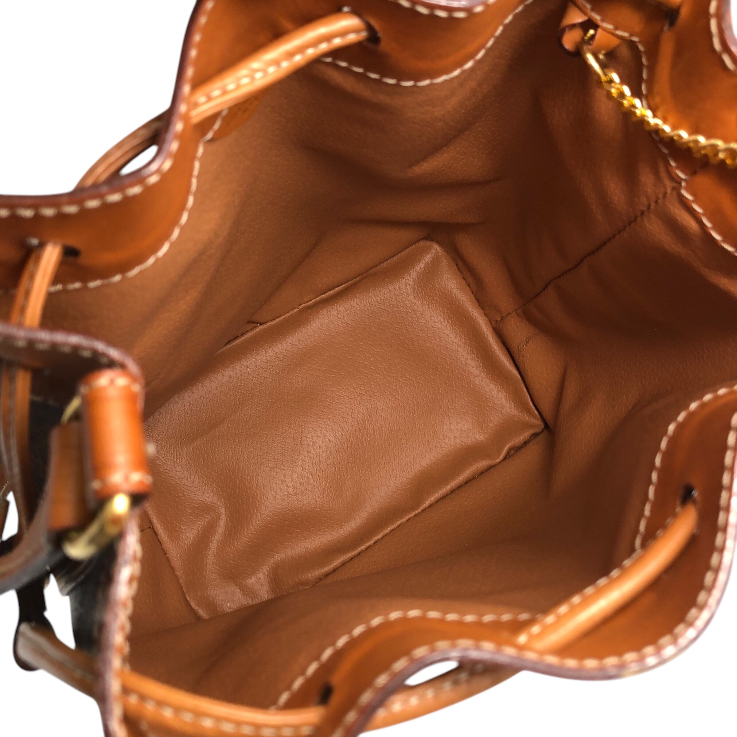 K奈278/ CELINE マカダム 巾着型 ショルダーバッグ PVC レザー CELINE セリーヌ マカダム柄 PVC/レザー 巾着ショルダーバッグ