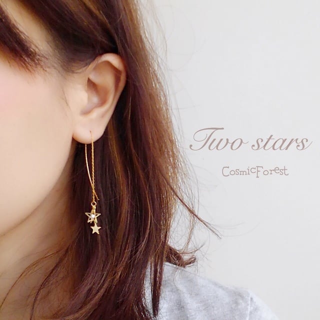 月と星が輝く ピアス/ イヤリング | CosmicForest コズミック