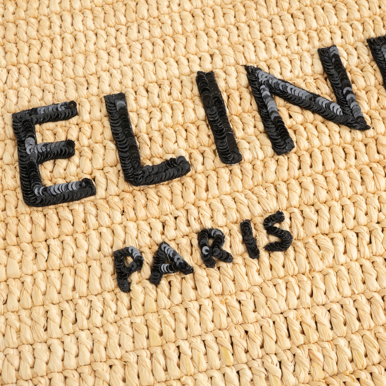 セリーヌ ラフィア クラッチバッグ ブラック スパンコール レザー