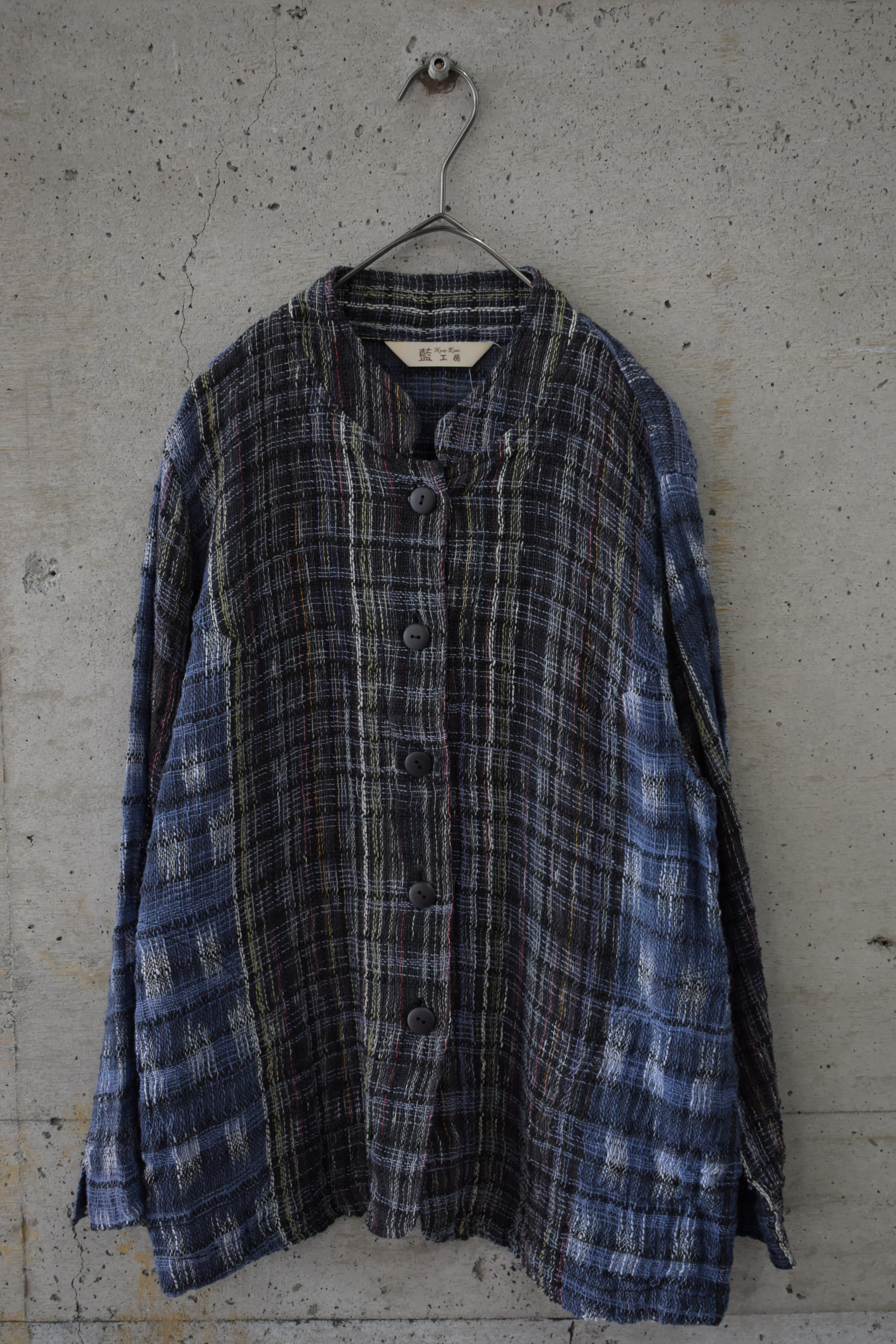 Coarsely Woven Colorful Stand-Collar Jacket