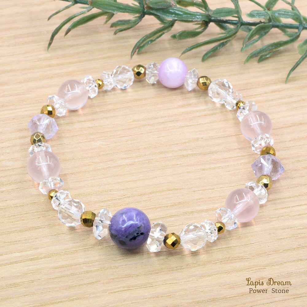 心を癒し、そっと寄り添うお守り | チャロアイト、クンツァイトのパワーストーン ブレスレット