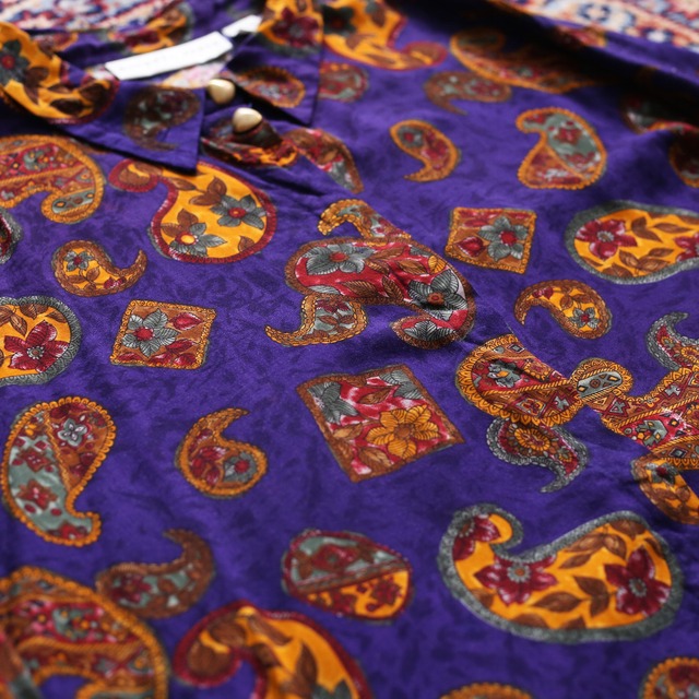 paisley flower pattern l/s rayon super big shirt 