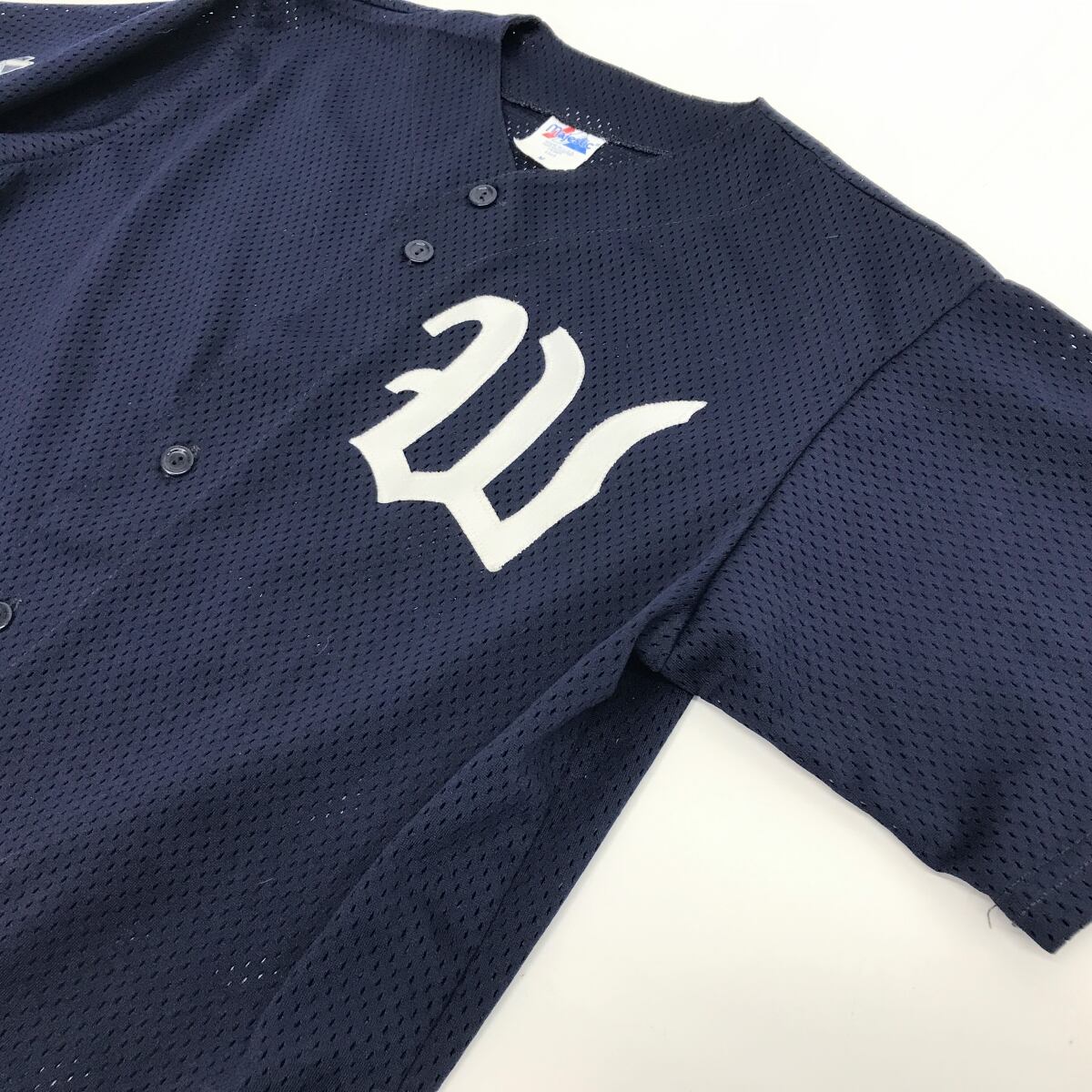 MAJESTIC×YANKEES USA製ベースボールシャツ-Navy/L