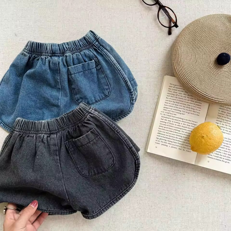 フロントタグデニムショートパンツ