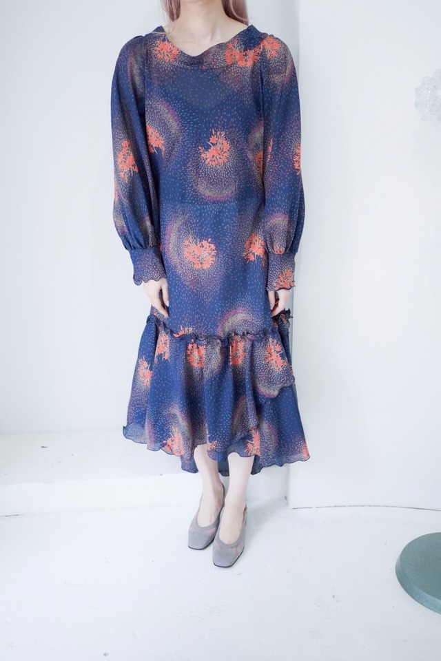 navy flower print dress