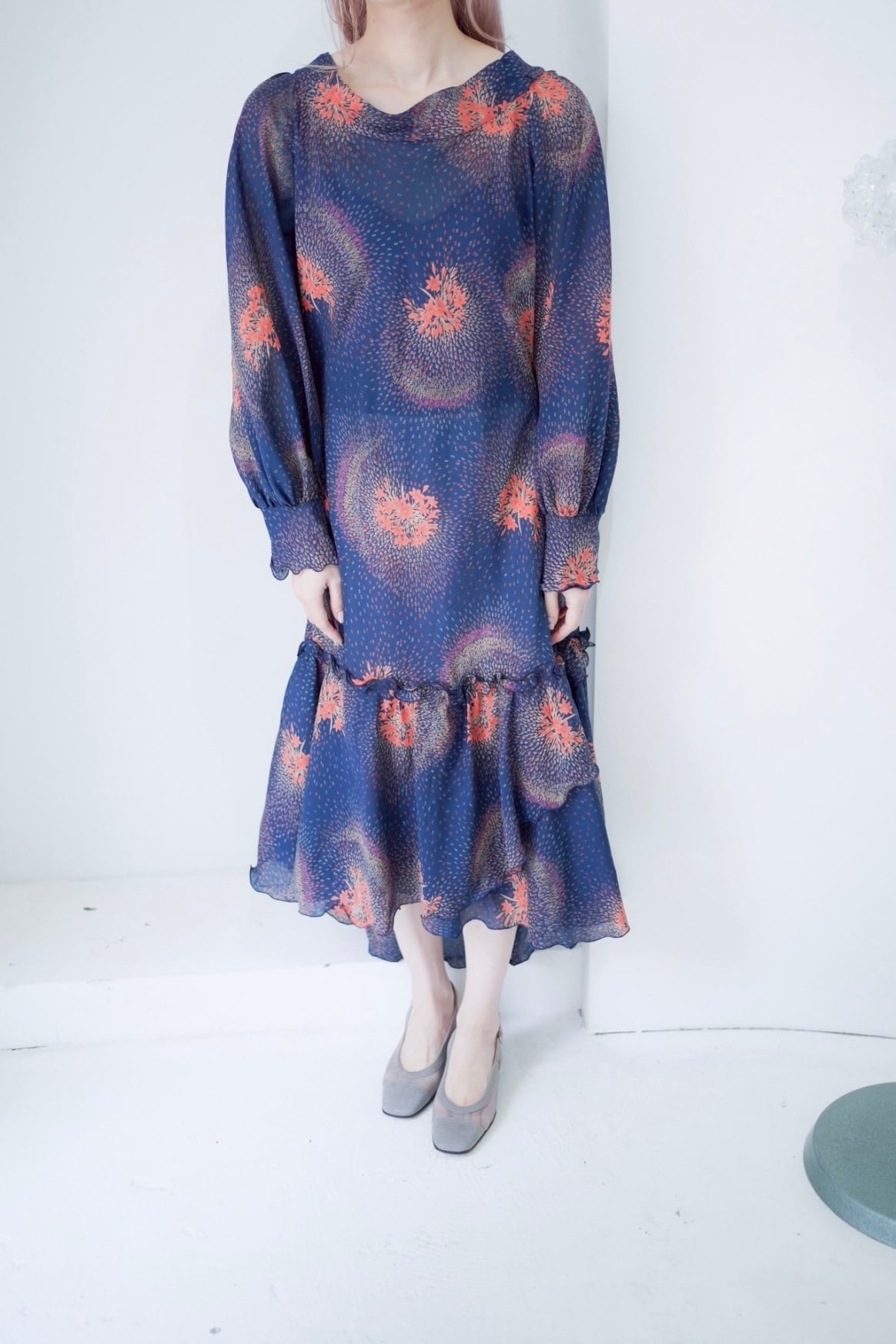 navy flower print dress