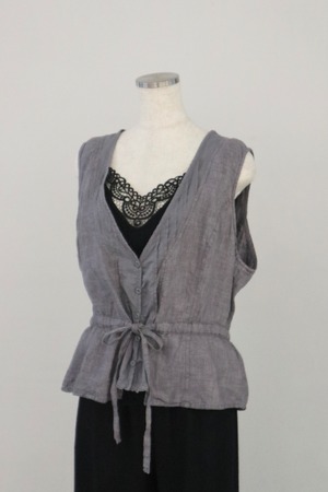 Euro drawstring-lace linen vest