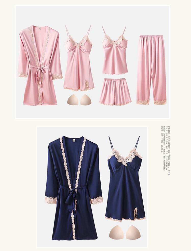 ルームウェア・パジャマ philme satin room wear ladies パジャマ レディース ルームウェア 寝巻き 5点セット レースパジャマ