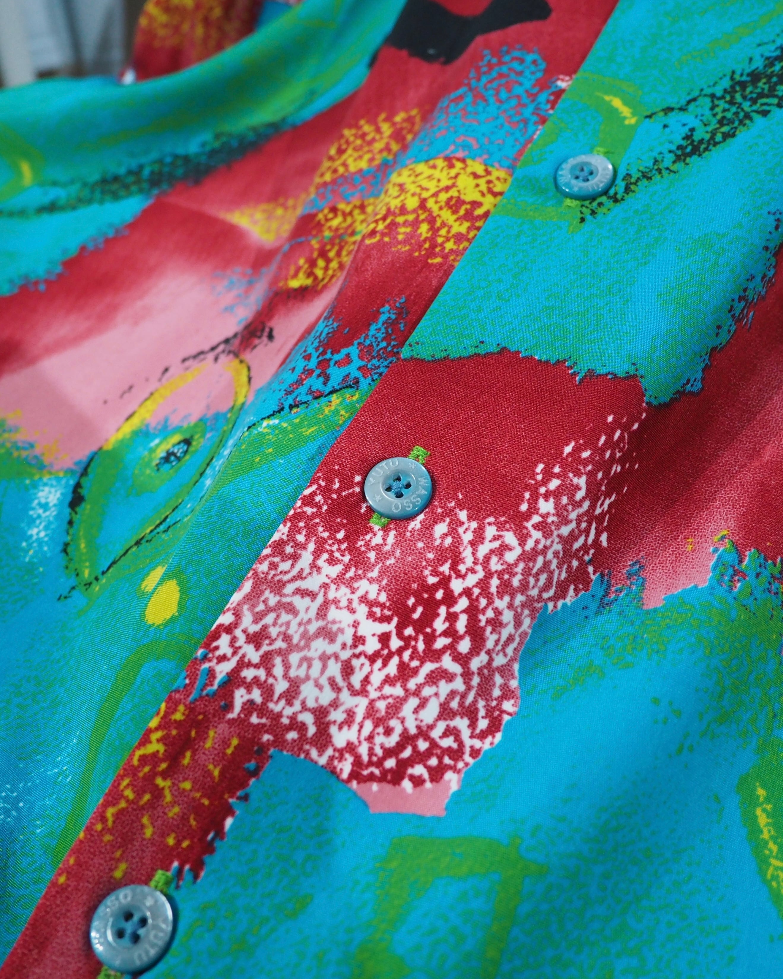 1990s ” 混沌 ” Beautiful Chaos painting Art vintage Over silhouette SS shirt