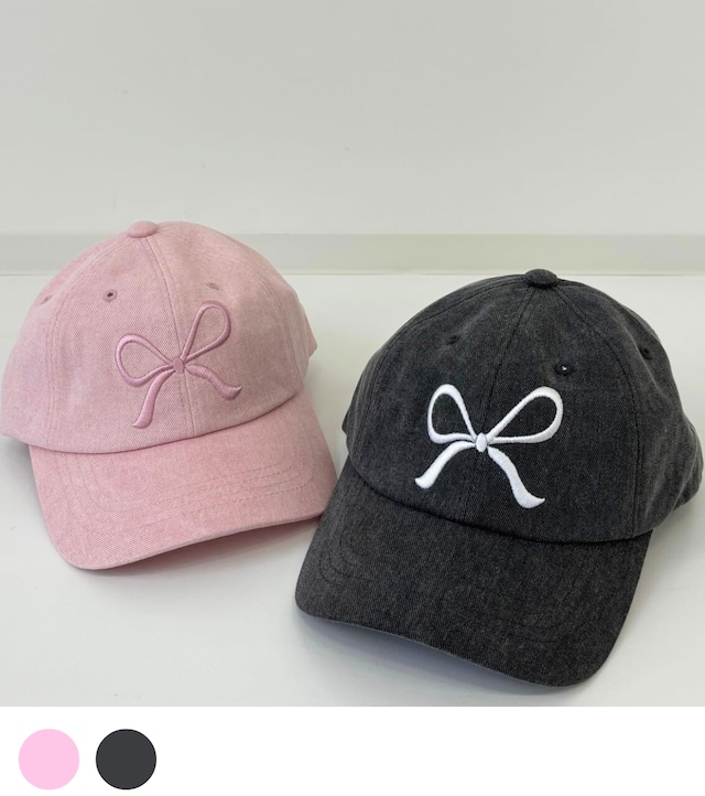 RIBBON EMBROIDERY CAP -2color-