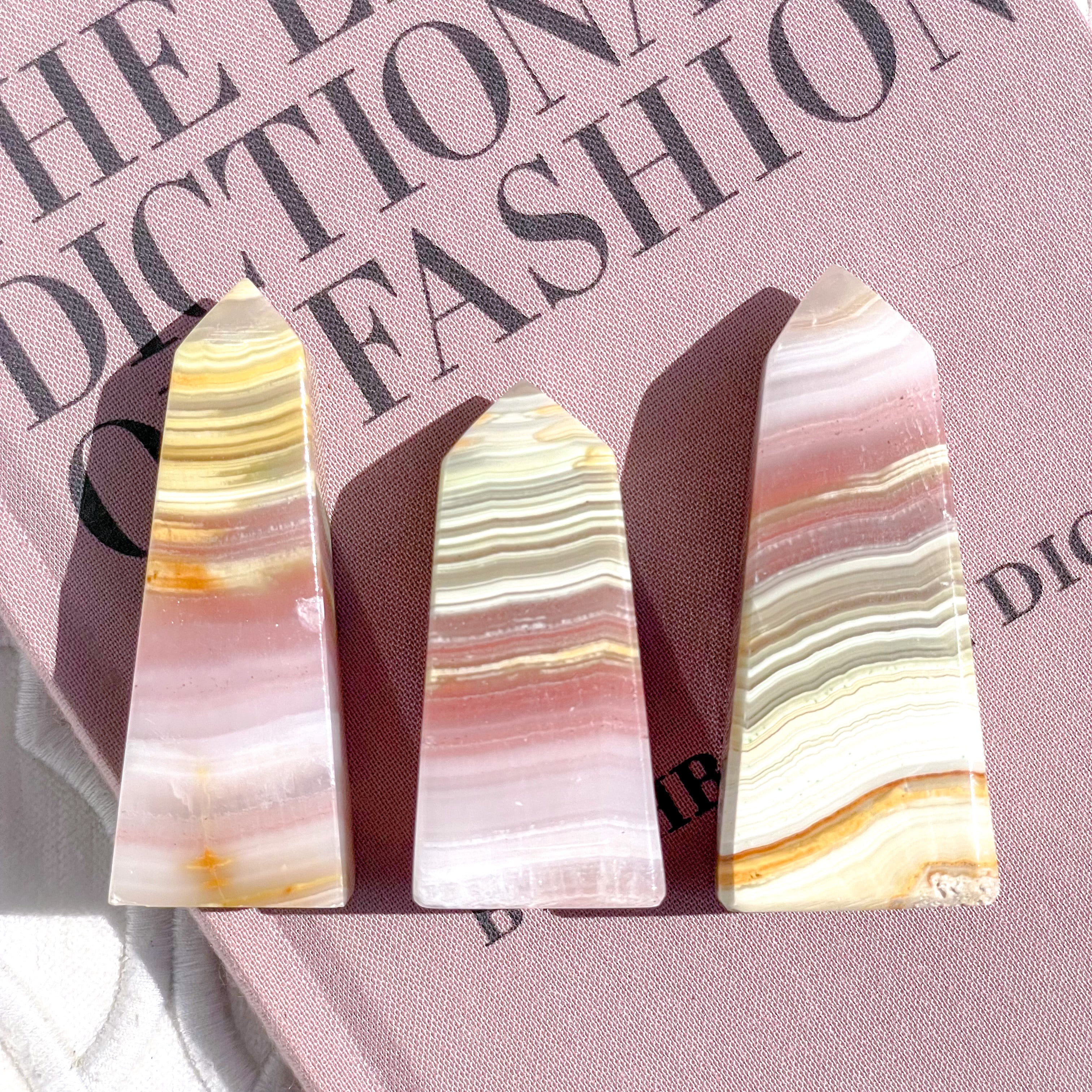 Pink Banded Calcite Point 4 ✧ ピンクバンデッドカルサイト | FLUXY