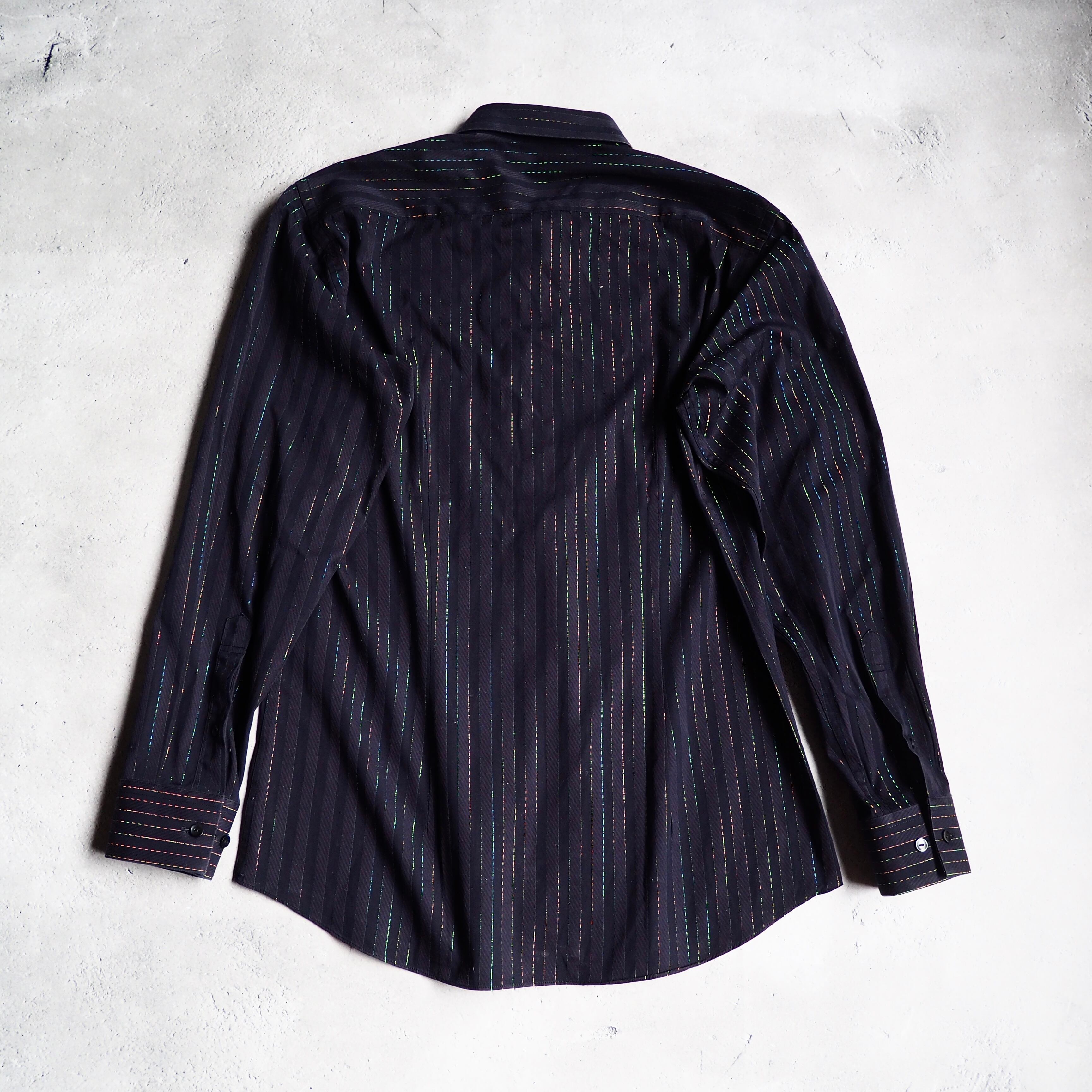 Beautiful Lame line Embroidery Black stripe Dress Shirt