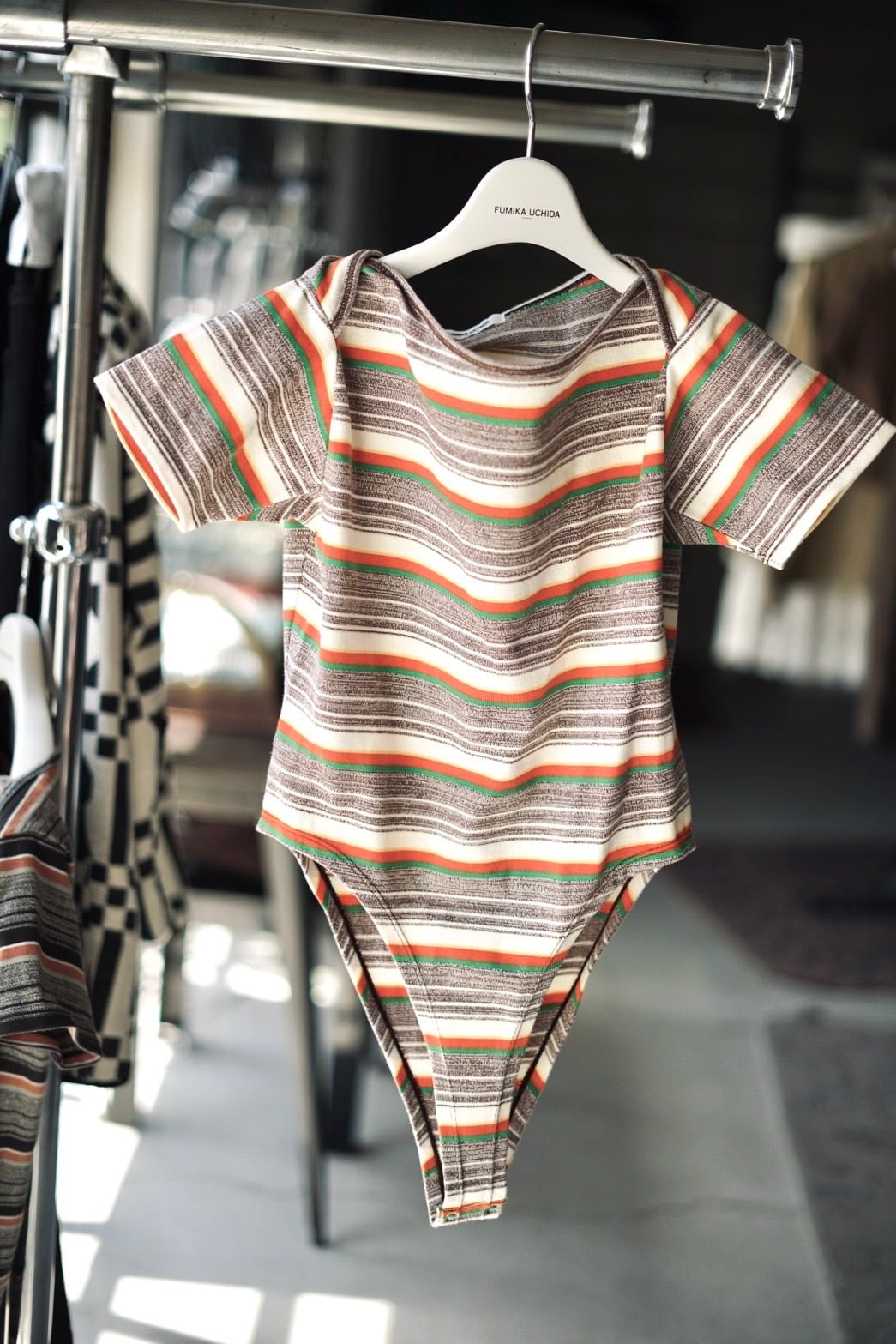 FUMIKA_UCHIDA / Grandrelle multi stripe bodysuit (BROWN,BLACK