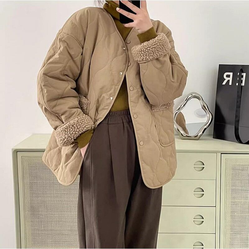 ノーカラー キルティング ボア ジャケット コート 10357 | Puamelia