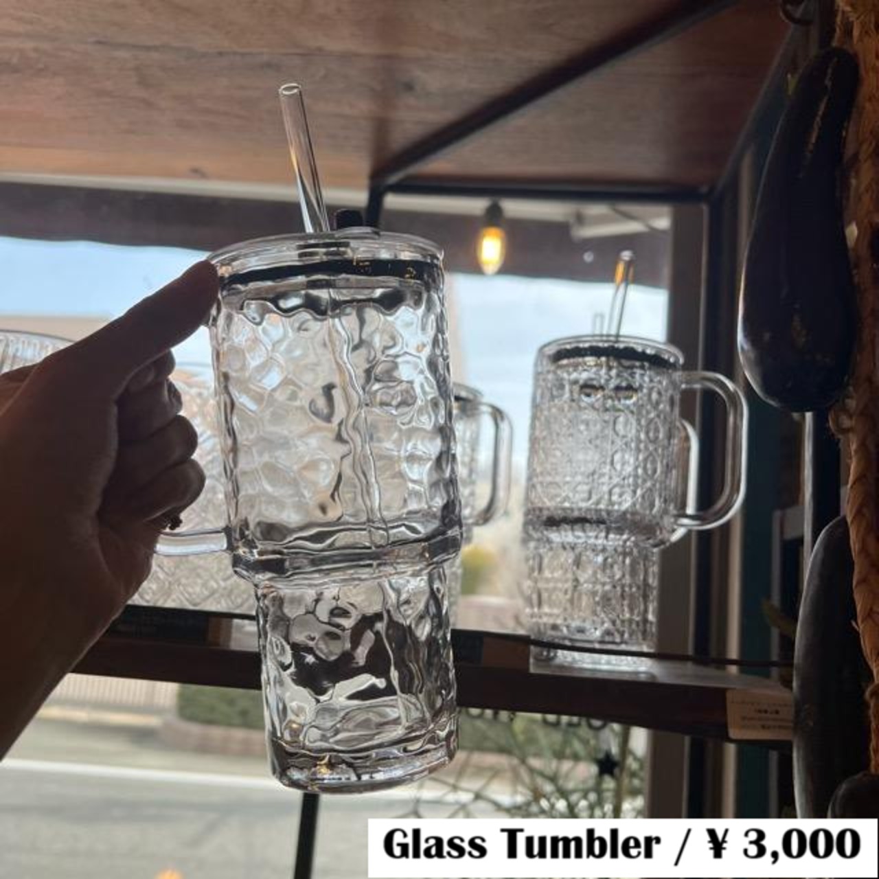 TOPANGA KITCHEN　Glass Tumbler 2Type　ガラスタンブラー　2種　ストロー付き　蓋付き　タンブラー