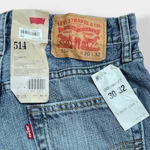 【LEVI'S】 514 タグ付き 未使用品 デニム ジーンズ ジーパン Straight Fit スリム ストレート ジッパーフライ W30 L32 ユーズド加工 リーバイス