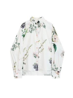 Botanical standneck frill shirt（ボタニカルスタンドネックフリルシャツ）b-975