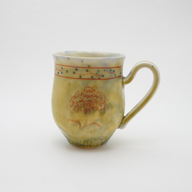 【ヤマカワミユキ】マグカップ　色絵華花紋　YA05-A