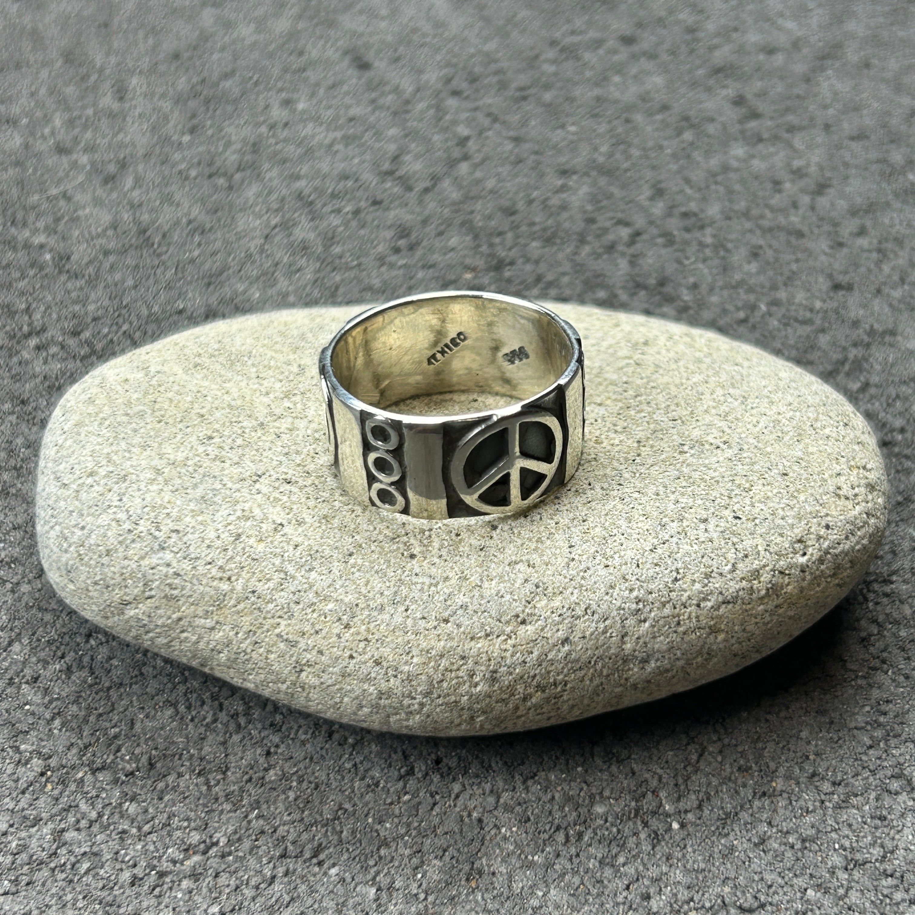 メキシコ タスコ製 TAXCO シルバー925 ピースマークデザインリング/軽研磨仕上げ