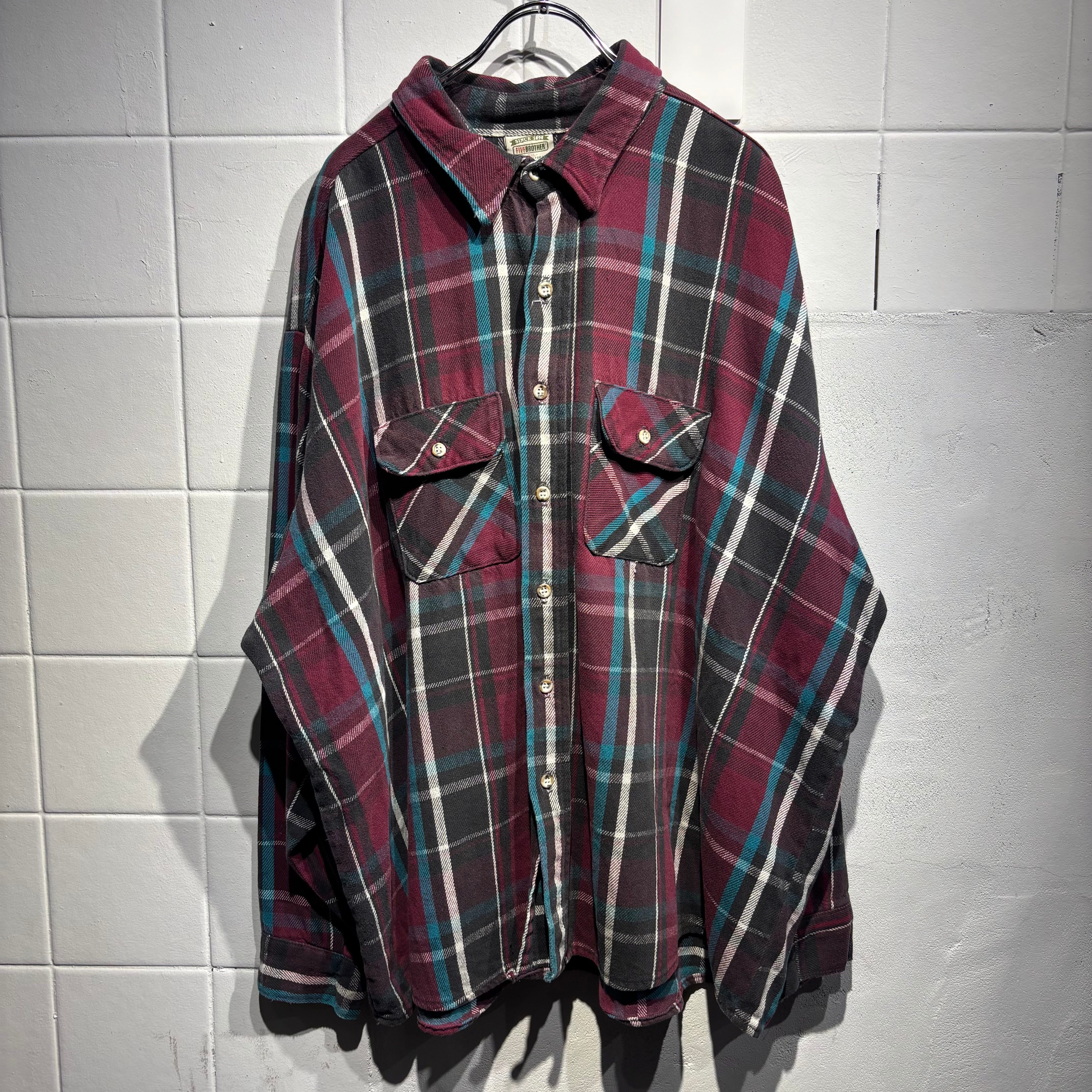 トップス 90s FIVE BROTHER Flannel Shirt 90S FIVE BROTHER BIGSIZE FLANNEL SHIRT | BerBerJin / & BerBerJin