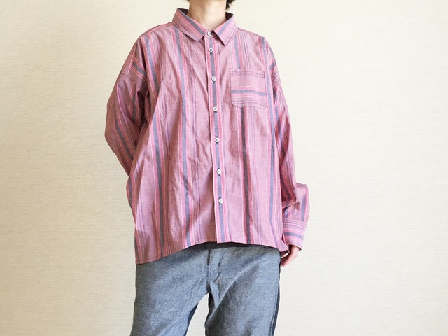 ゆるシャツ/ピンクストライプ