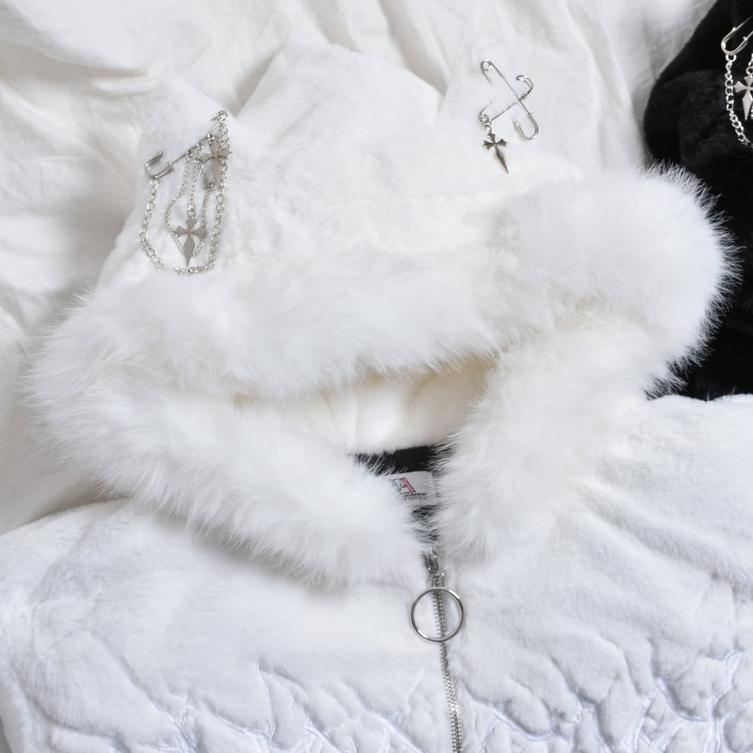 1/7 BLACK S再入荷！】新作☆ふわもこ ネコ耳しっぽファーブルゾン