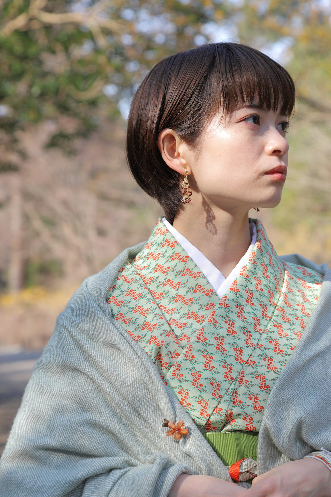 3,4月限定カラー「シャンパンゴールドシリーズ」律の風(りちのかぜ)小枝耳飾り ワイヤーアクセサリー