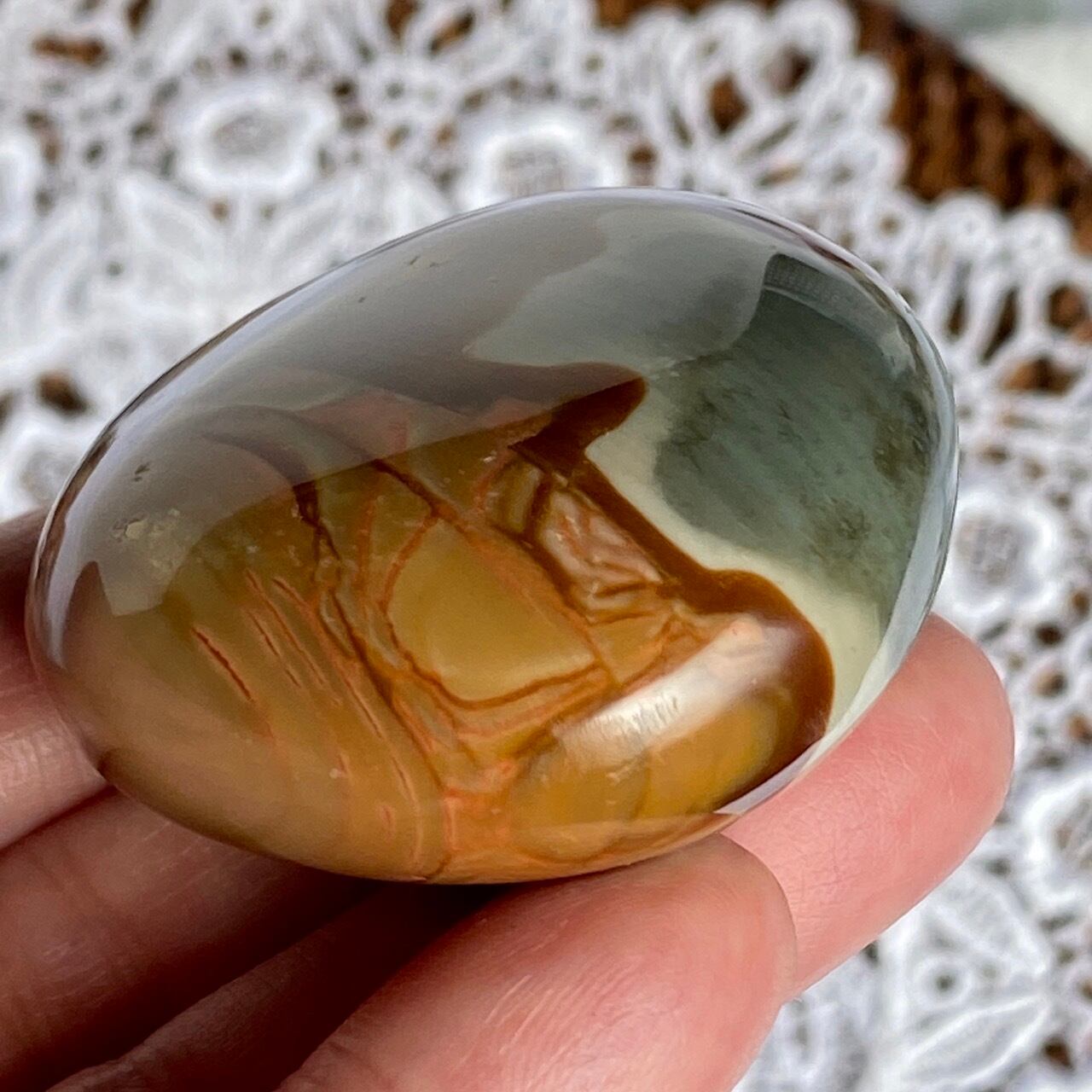 【ポリクロームジャスパー】 フリーフォーム｜天然石 オブジェ インテリア ポリクロームジャスパーのパームストーン Polychrome Jasper Palm
