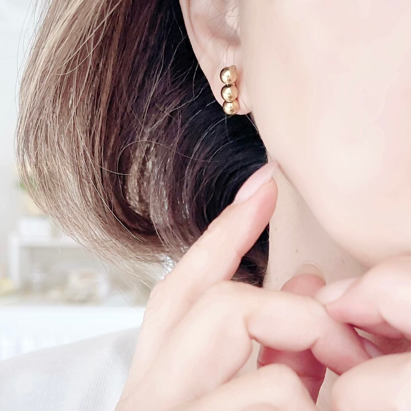 ピンクアメジストのドロップピアス | Le Lienci Handmade Accessory