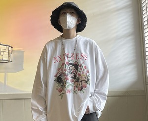 【韓国ファッション】プリント オーバーサイズ 長袖Tシャツ