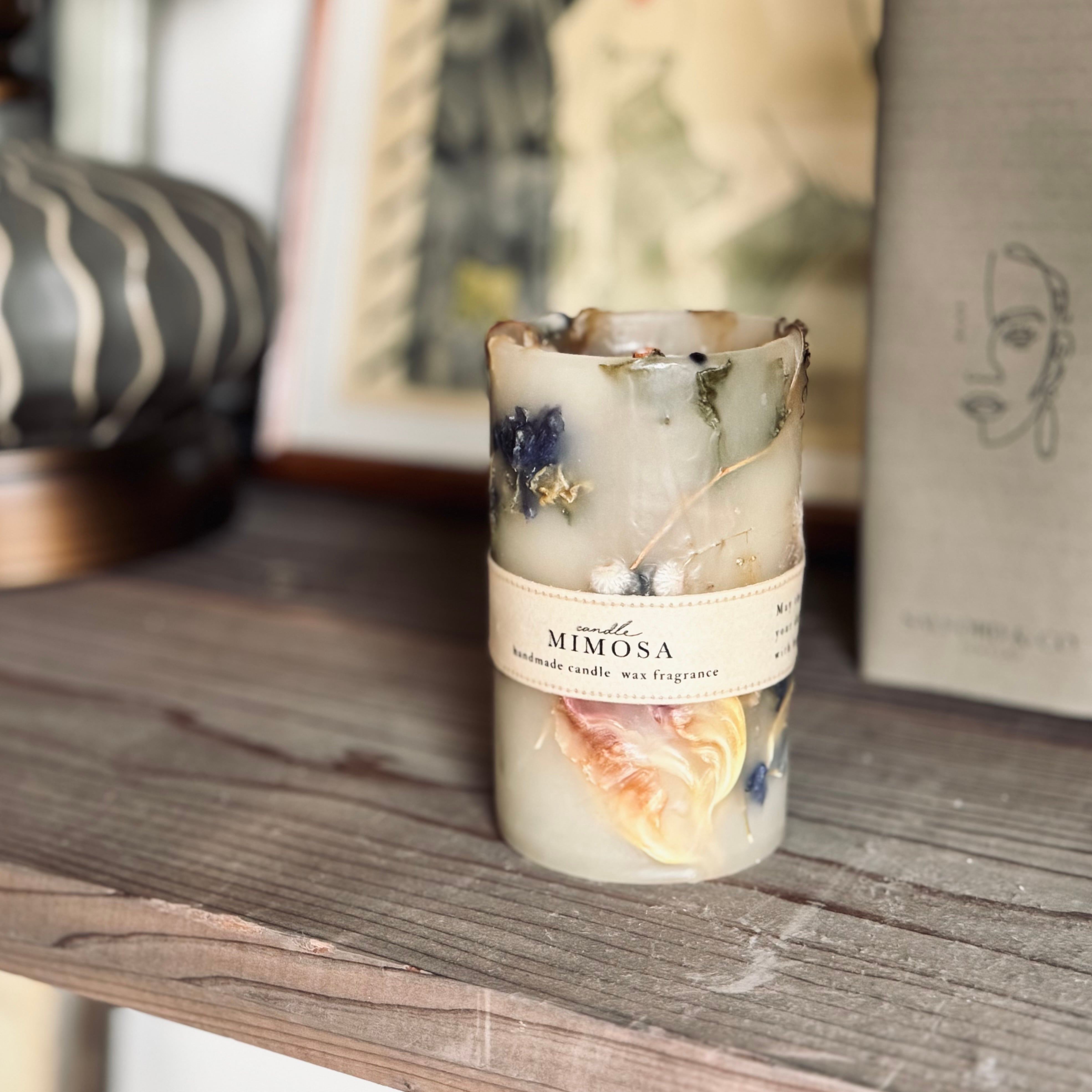 Mimosaの香り】ボタニカルアロマキャンドル/φ7×13cm | candleMimosa