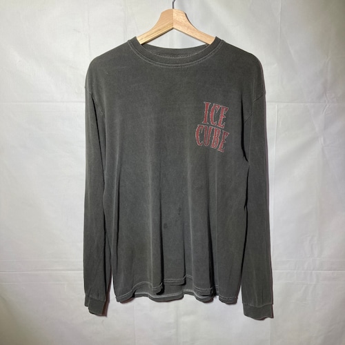 00s ICE CUBE アイスキューブ ホンジュラス製 長袖 Tシャツ ロンT スミクロ グレー アーティスト ラッパー ストリート フェード