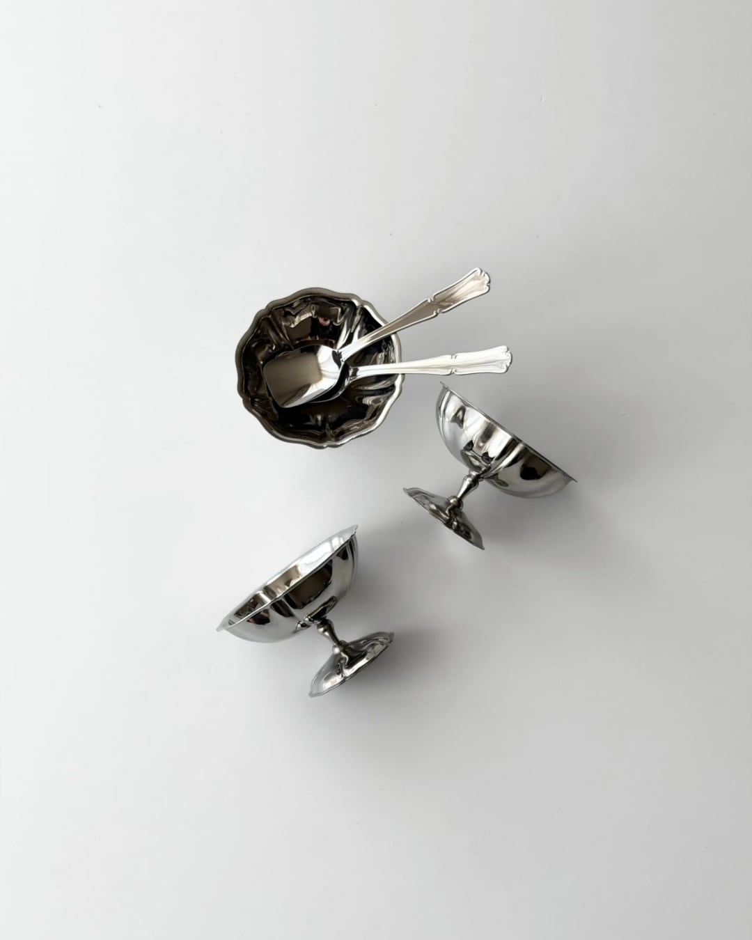 vintage stainless steel cups / アイスクリームカップ(スプーン付) (在庫:2点)