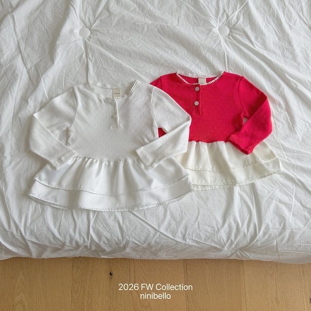 【取寄】ninibello|eyelet tulip layered tee|アイレットチューリップレイヤードTシャツ|XS-2XL|kids|26 autumn